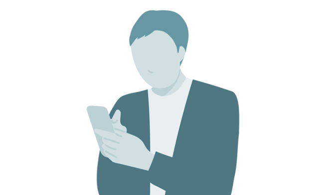 スマートフォンを操作する男性のイラスト