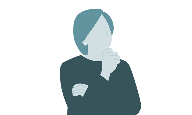 首をかしげる女性のイラスト